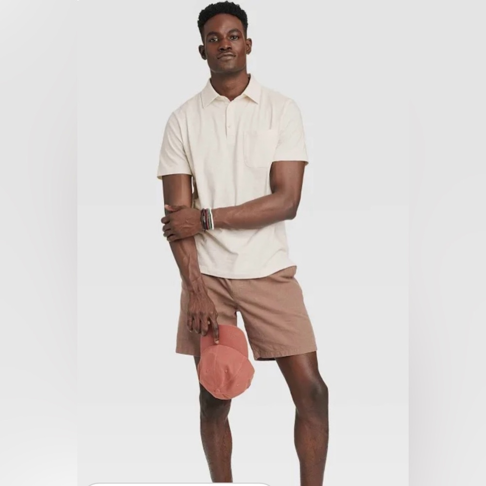 💟Men’s Goodfellow & Co Shirts Regular Fit Short Sleeve Slub Jersey Polo Shirt
